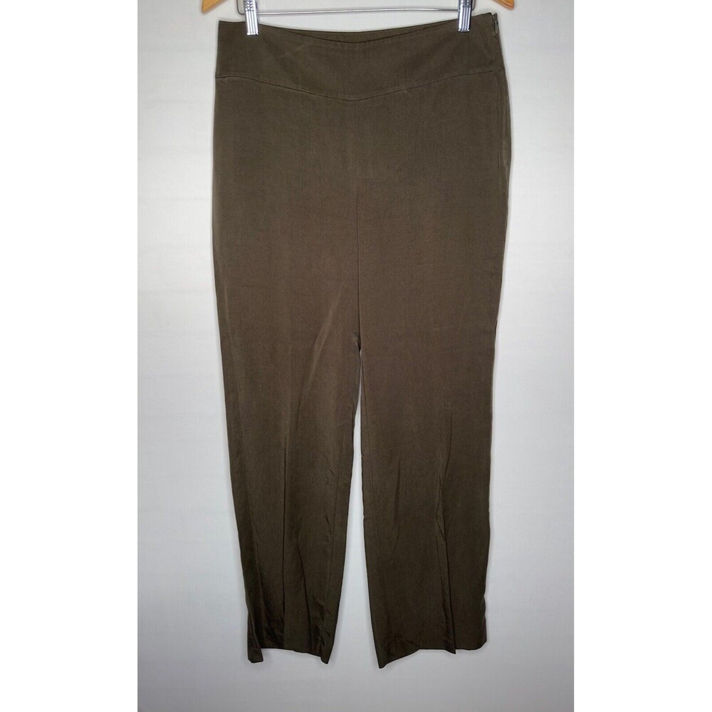 Eileen Fisher Tencel Relaxed‎ Dress Pants Side Zip Olive Green Size Small